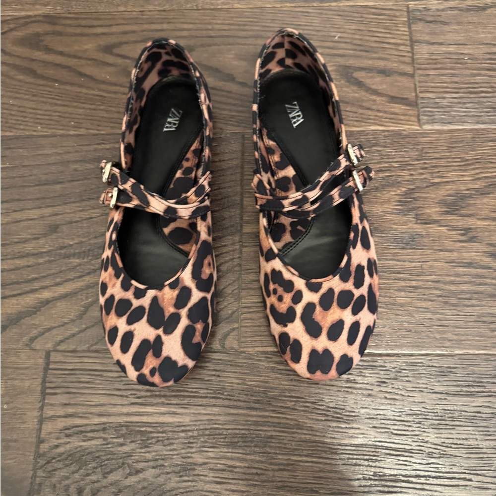 Zara Brown and Black Leopard Print Flats